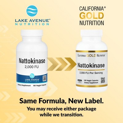 California Gold Nutrition Nattokinase, Proteolytic Enzyme, 2,000 FU, 180 Veggie Capsules