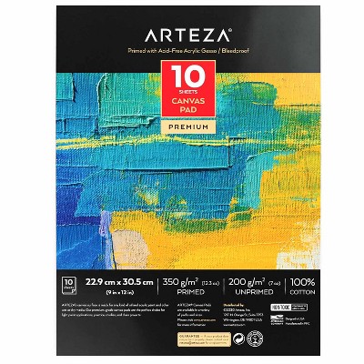 Arteza Canvas Paper Pad, 9"x12", White - 10 Sheets (ARTZ-2386)