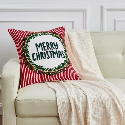 Christmas Holiday Embroidered Throw Pillow - Great Bay Home