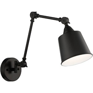360 Lighting Mendes Modern Industrial Swing Arm Wall Lamp Black Hardwired Light Fixture Adjustable Metal Shade for Bedroom Bedside Reading Living Room - 1 of 4