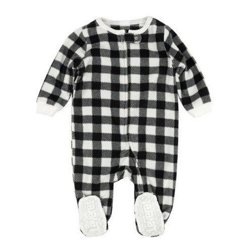 Leveret Footed Fleece Christmas Pajamas Plaid Black And White 12-18 Month :  Target