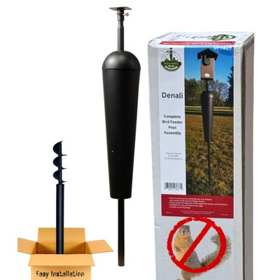 Squirrel Stopper Denali Mounting 1.25" Pole with Squirrel Proof & Racoon Proof Baffle. Bird Houses and Bird Feeders are mounted to the top of the