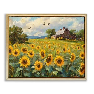 Stupell Industries Sunflower Farm Floral Field Floating Frame Canvas Art - 1 of 4