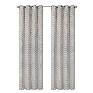 Kate Aurora 2 Pack Amari Contemporary Lattice Light Filtering Grommet Top Window Curtain Panels - 1 of 4