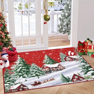 Fulvari Christmas Rug, Santa Claus and Christmas Tree Area Rugs, Washable Non-Slip Carpet Mat Indoor,Area Rug for Bedroom Living Room - 1 of 4
