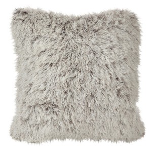 Cream Juneau Two-Tone Faux Fur Throw Pillow (18") - Saro Lifestyle: Contemporary Indoor Square Cushion, Zipper Closure - 1 of 3
