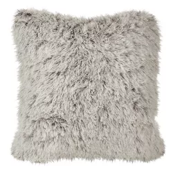 Cream Juneau Two-Tone Faux Fur Throw Pillow (18") - Saro Lifestyle