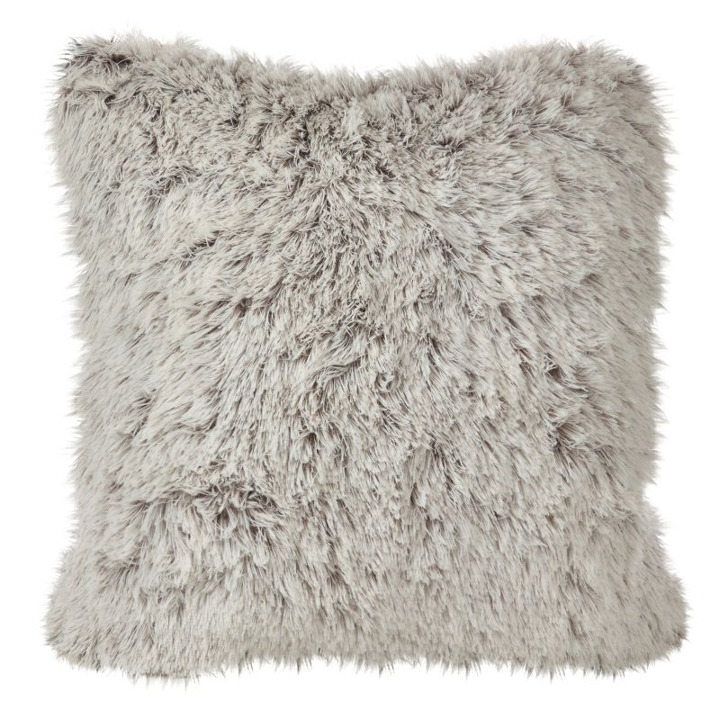 Cream Juneau Two-Tone Faux Fur Throw Pillow (18&#34;) - Saro Lifestyle, 1 of 5