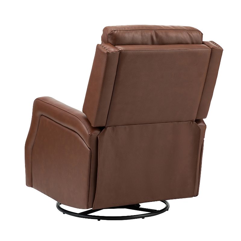 Basilio 28.74" W Tufted Genuine Leather Swivel Rocker Recliner with Nailhead Trims | ARTFUL LIVING DESIGN, 5 of 11