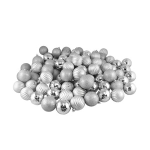 Northlight Shatterproof 3-Finish Christmas Ball Ornaments - 2.5" (60mm) - Silver - 100ct - 1 of 3