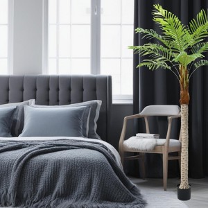 2pcs Artificial Palm Tree - Realistic Tall Tropical Potted Palm Tree, Indoor and Outdoor Home Office Decor, Fake Plastic Palm Tree - 1 of 4