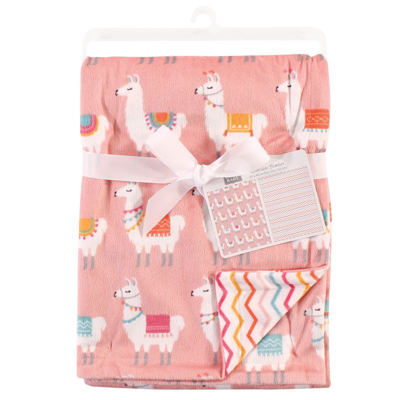 Hudson Baby Infant Girl Plush Mink Blanket, Llama, One Size, 2 of 3