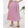 Clearlove Plus Size Pleated Skirt Women's Elastic Waist Boho  Midi Skirts with Pockets - 3 of 4