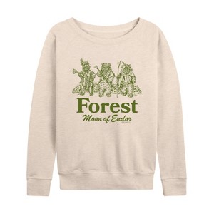 Women's - Star Wars - Forest Moon Endor Ewoks Lightweight French Terry Wide Neck Long Sleeve Shirt - 1 of 4
