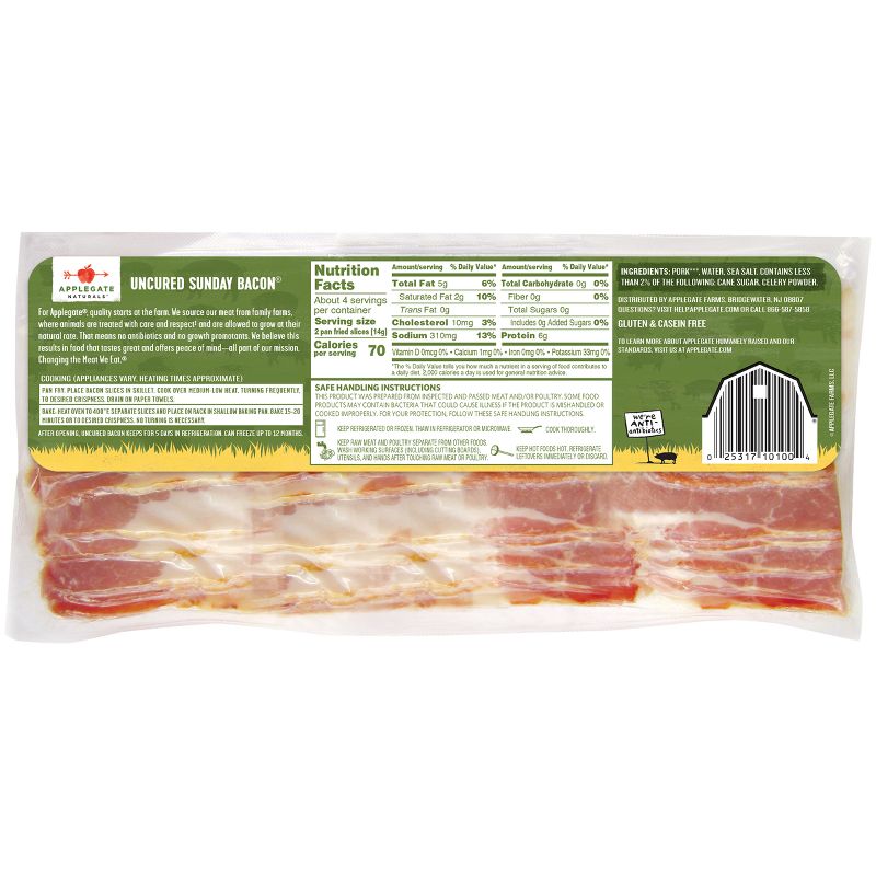 Applegate Natural Uncured Sunday Bacon - 8oz, 3 of 7