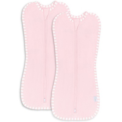 Image of Swaddle Blanket Baby Girl Boy Easy Zipper Wrap 2 Pack Newborn Infant Sleep Sack by Comfy Cubs - Small 0-3 Months - Pink