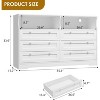 Jojoka Modern Grey Wood Dresser, 55" Wide 6 Drawer Chest with LED Light & Spacious Storage - 2 of 4