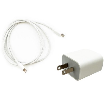 Olivia Pratt Solid Color Wall Charger 20W USB-C Power Adapter with USB-C to Lightning 3.3ft Nylon Cable