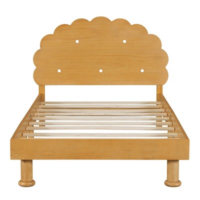 VYNXARIA Adorable Walnut Twin Size Platform Bed in Cookie Shape - Perfect for Boys and Girls' Kids Rooms