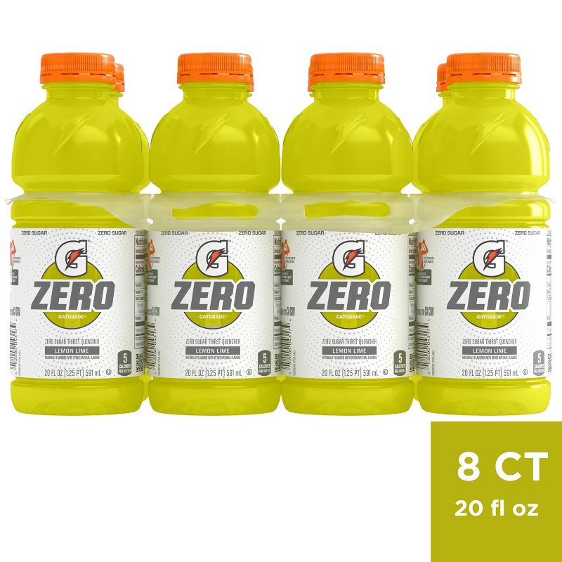 Gatorade G Zero Lemon Lime Sports Drink - 8pk/20 fl oz Bottles, 1 of 7