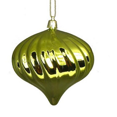 Northlight 4ct Shiny Swirl Shatterproof Onion Drop Christmas Ornament Set 4" - Green