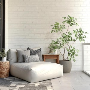 Artificial Plants Indoor, 5FT Tall Faux Floor Plant in Pot, Artificial Tree with Grey Planter for Home Decor Office Living Room - 1 of 4