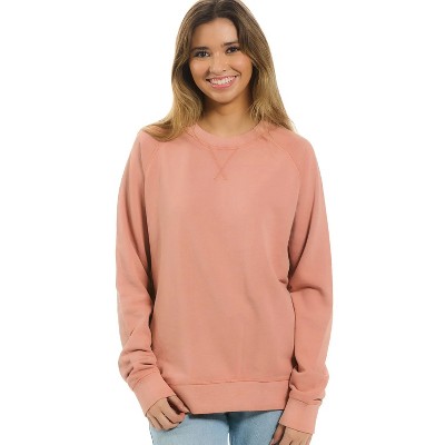 U.S. Apparel Men's & Women's Relaxed Fit Crew Neck Garment Dyed Sweatshirt | Desert Rose