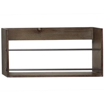 23.5" x 12" Small Rustic Style Rectangular Wood Wall Shelf Gray/Brown - Olivia & May