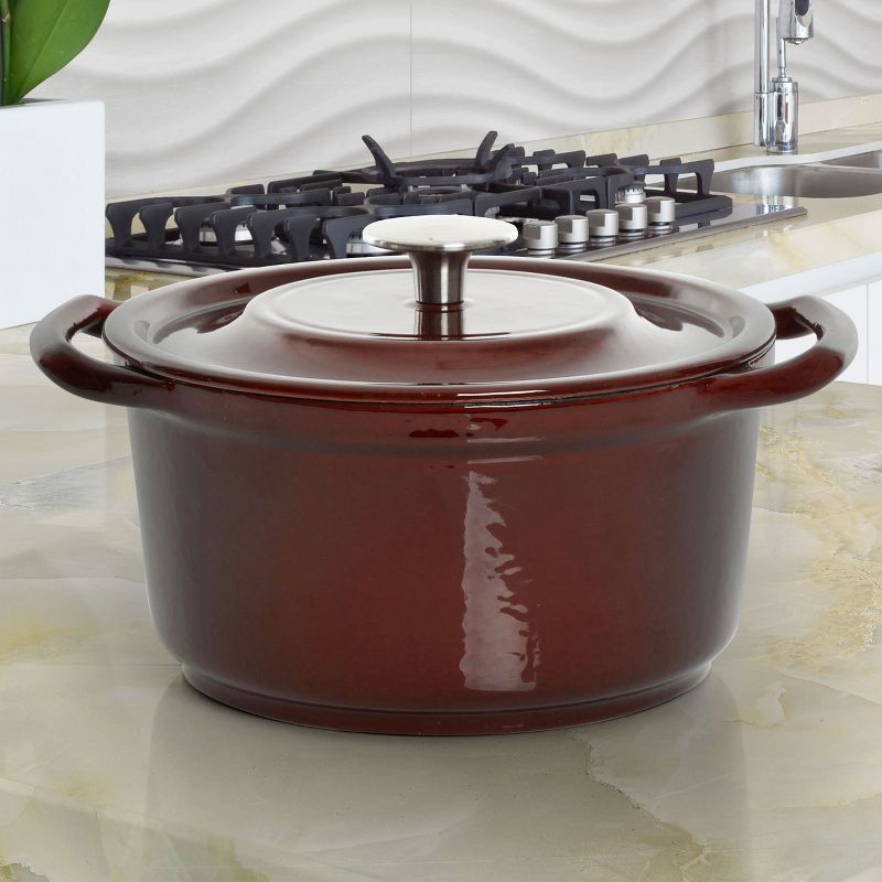 Kenmore Elite Oak Park 3 Quart Enameled Cast Iron Casserole with Lid and Glass Steamer, 5 of 8