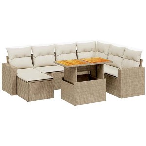 vidaXL Garden Sofa Set Beige, Cream white - 1 of 4