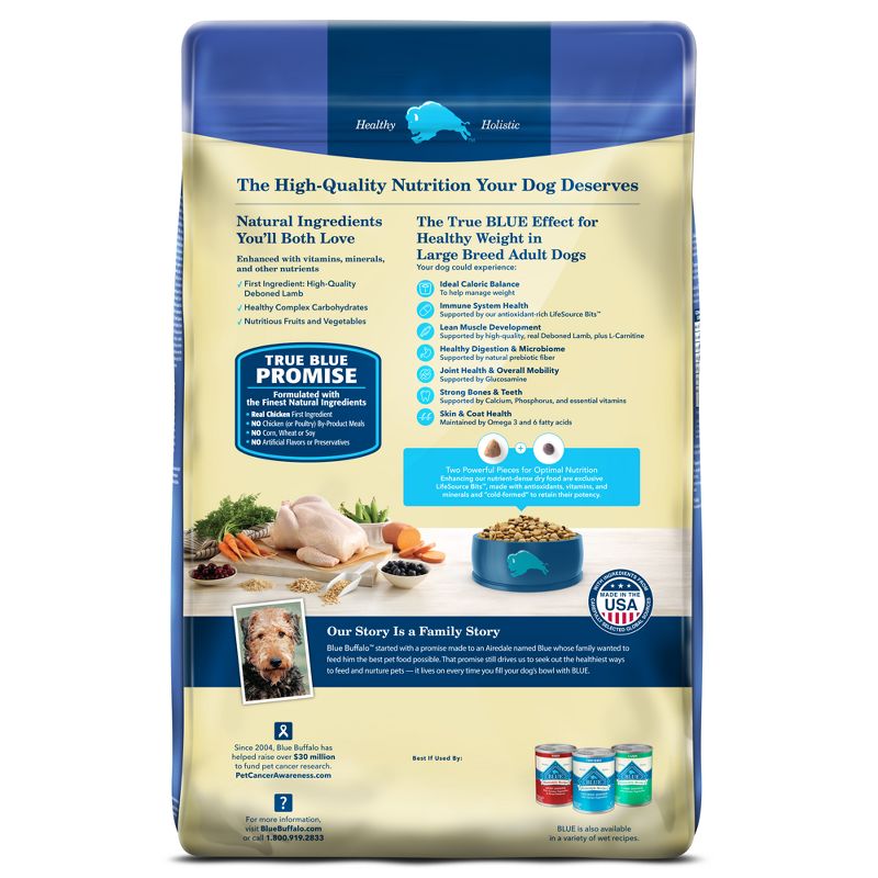 Blue Buffalo Life Protection Healthy Weight Chicken &#38; Brown Rice Recipe Large Breed Adult Dry Dog Food - 30lbs, 3 of 12