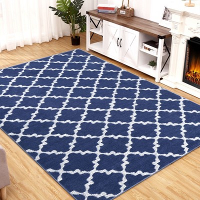 Area Rugs for Bedroom Soft Geometric Diamond Design Carpet Foldable Modern Non Slip Non Shedding Indoor Mat