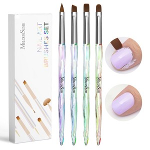 4Pcs Nail Art Clean Up Brushes - Flat/Oval/Angled/Carved - 1 of 4