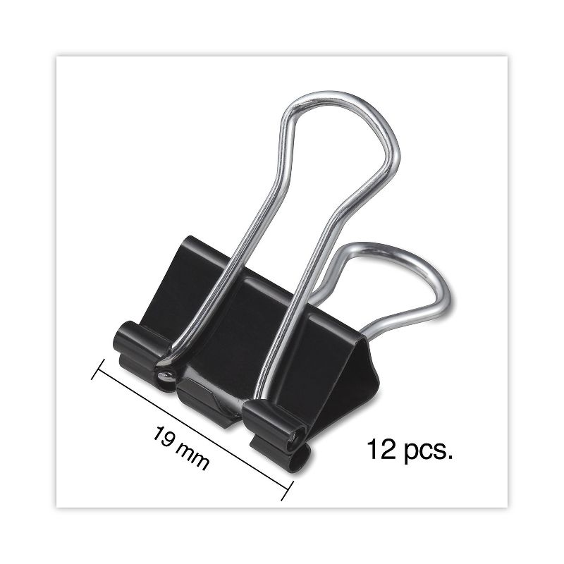 UNIVERSAL Small Binder Clips 3/8" Capacity 3/4" Wide Black 12/Box 10200, 5 of 10