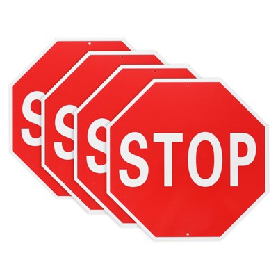 Unique Bargains Aluminum Reflective Rust Free Waterproof Stop Warning Sign