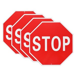 Unique Bargains Aluminum Reflective Rust Free Waterproof Stop Warning Sign - 1 of 4