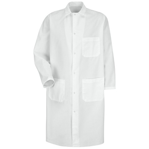Red Kap Gripper-Front Spun Polyester Butcher Coat With Exterior Pocket, White - X Small