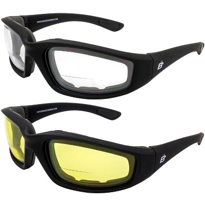 2 Pairs of Birdz Eyewear Oriole Bifocal Safety Motorcycle Sunglasses with Yellow, Clear Lenses
