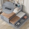 Whisen Full Size Platform Bed with Storage Headboard, USB Port, Twin Size Trundle and 3 Drawers - 2 of 4