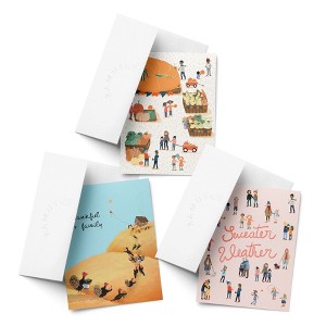 Pumpkin Thanksgiving, Turkey Gathering, Sweater Weather Fall/Autumn Greeting Card Pack Sets (3 ct, Assorted) by Ramus & Co - 1 of 4