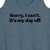 Women's - Instant Message - Sorry, I can't. It's My Day Off Graphic Racerback Tank - 2 of 4