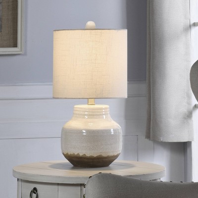 Two-Tone Cream Ceramic Table Lamp with Textured Beige Shade