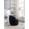 Dark Blue Teddy Fabric Swivel Armchair Bucket Chair with Black Powder Coating - 4 of 4
