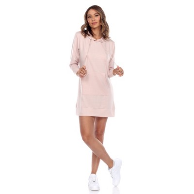 Women's Hoodie Sweatshirt Dress - White Mark