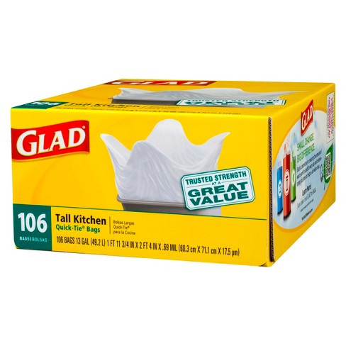 Glad Tall Kitchen Quick-Tie Trash Bags - 13 Gallon - 106ct ...