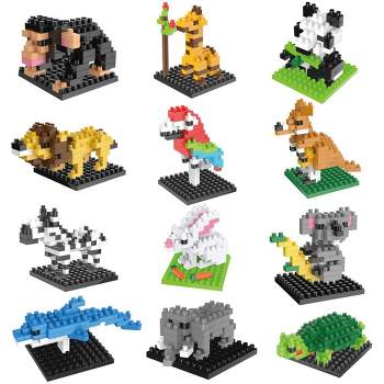 Fun Little Toys 12-Pack Mini Animal Building Bricks