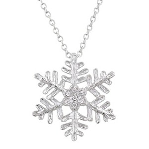 Slickblue Delicate Snowflake Pendant Necklace – Rhodium Plated, Cubic Zirconia, 16” Adjustable Chain for Women - 1 of 3