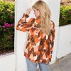 Amaryllis Women's Long Sleeve Abstract Print Blouse with Round Neck Ruffled Cuffs Relaxed Fit Statement Top - 4 of 4
