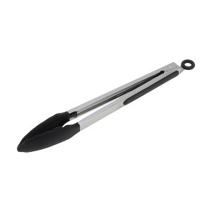 Unique Bargains Serving Tongs Lace Silicone Head Food Tong 12-Inch Dishwasher Safe Stainless Steel Silicone 1Pcs - 1 of 3