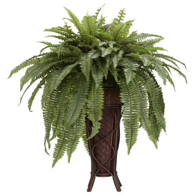 Emerald Cascade 48" Outdoor Silk Fern in Elegant Vase